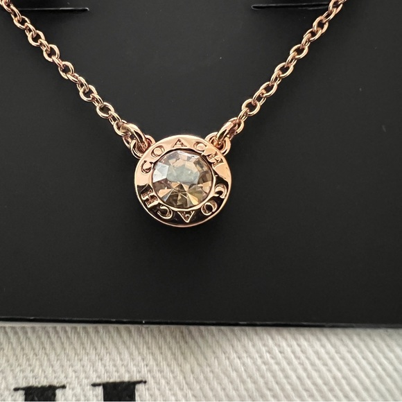 Coach Open Circle Necklace and Tea Rose Stud Earring Set NEW Rose Gold - Picture 4 of 7